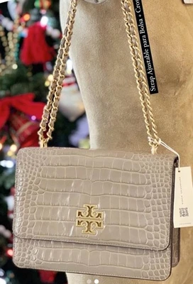 Nuevo con etiquetas Bolso de Hombro Tory Burch Britten Alce Beige Cocodrilo-Mediano Cuero Correa de Cadena Foto 1 de 4