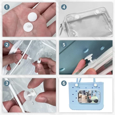 4 paquetes de accesorios transparentes para bolsas Bogg con 4 ganchos de inserción, adecuados para Bogg Ba Foto 1 de 4