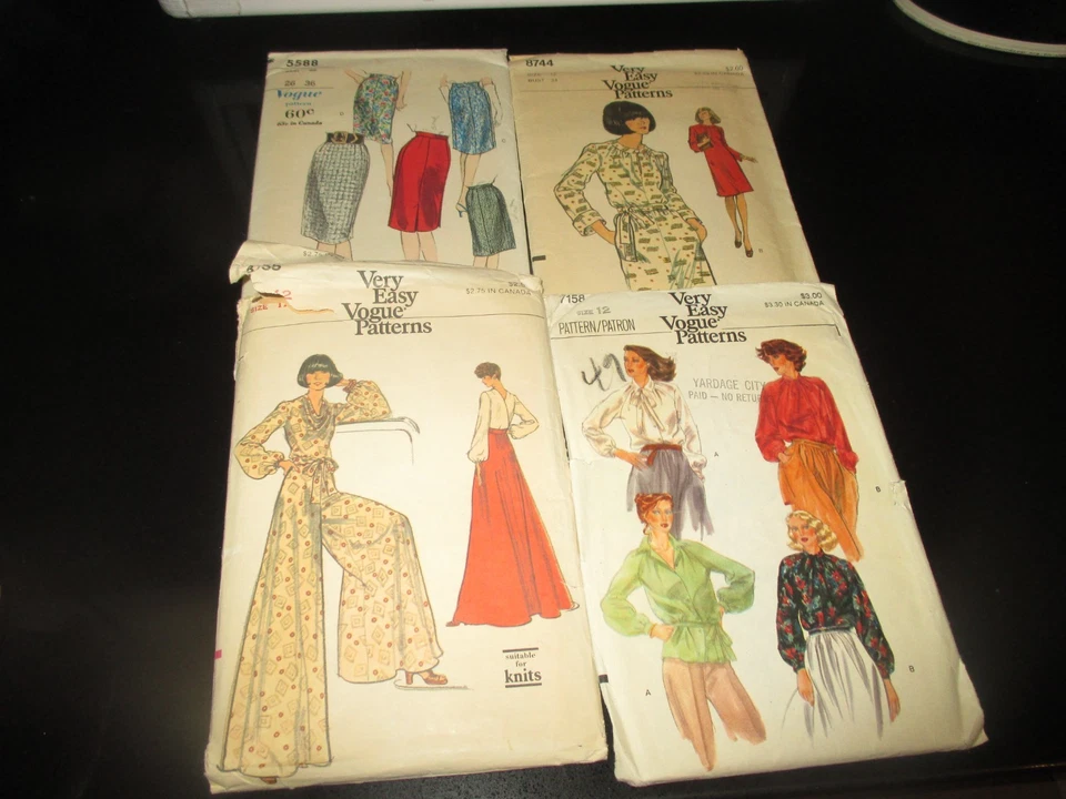 LOTE DE 4 PATRONES DE COSTURA VINTAGE DE MODA ~ TALLA 12 Foto 1 de 1