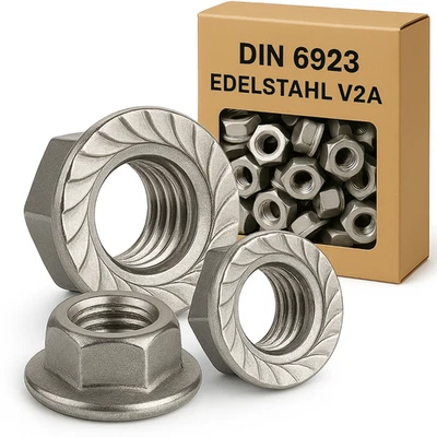 Sechskantmuttern Sperrzahnmutter DIN 6923 Edelstahl V2A Flanschmutter Muttern - Bild 1 von 4