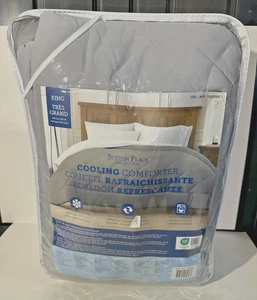 Queen Cooling Comforter By Sutton Place Collection 1880001 Gray 90X90 Reversible - Picture 1 of 7