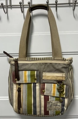 Bolso de Lona Fossil Long Live Vintage ~ con Cerradura y Llavero Charm. Foto 1 de 4