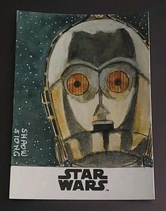 2017 Topps Star Wars: Die letzten Jedi C-3PO Sketch Kunstkarte von Shaow Siong 1/1 - Bild 1 von 2