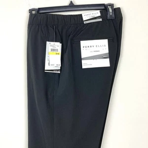 Perry Ellis Men's Large Techworks Pant Slim Fit Stretch Drawstring Black E04406 - Picture 1 of 7
