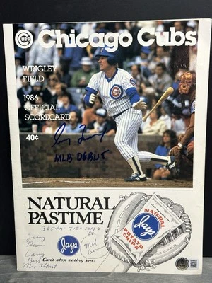Greg Maddux 1986 MLB Debut Programa Firmado Certificado de Autenticidad HOF Raro Puntuado Inscrito Cachorros Foto 1 de 4