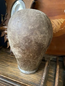 Antique French Brocante Linen covered Millinery Hat Block Wig Stand - Picture 1 of 7