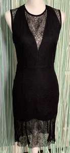 MNG Suit, Mango, Black Dress With Lace Overlay, Open Back, Wedding, Cocktail, 4 - Picture 1 of 9