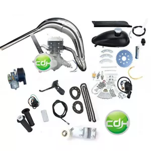 New Cylinder PK80/Silver with CDH66 Muffler 2 Stroke 80cc Bicycle Engine Kits - Imagen 1 de 11