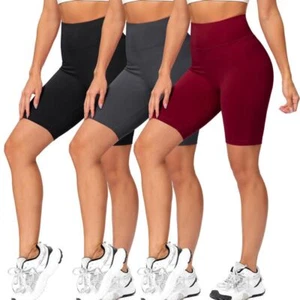 3 Pack Biker Shorts for Women-8" Workout Athletic Gym Sports Yoga Shorts Pant... - Picture 1 of 6