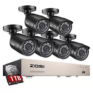 ZOSI 8 Channel 5MP Lite DVR 1080p Outdoor Security Camera System with 1TB HDD - Afbeelding 1 van 10
