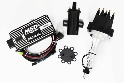 Black SBF 289 302 MSD Ignition 6AL Box TSP Pro Billet Distributor & Coil Ford - Image 1 of 4