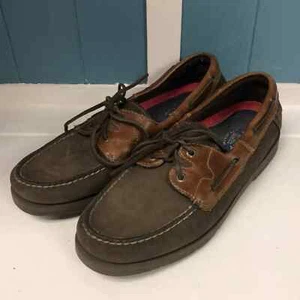 Mens Leeward Eyelet Brown Boat Shoes size 10 loafer slip on - Picture 1 of 8