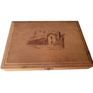 Mission Santa Yenez Etched Vintage Wooden Dove Tail Hinged Box Santa Cruz Calif. - Picture 1 of 8