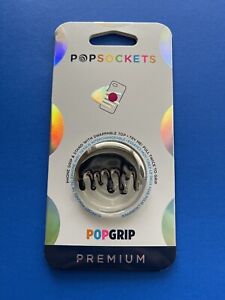 PREMIUM Popsockets Popgrip—Chrome Drip Silver—Phone Grip & Stand / Pop Socket