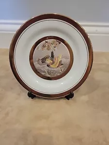 Plato de Colección Vintage Japonés Chokin Floral Pájaros - Borde Dorado 6 1/2" Bonito - Imagen 1 de 5
