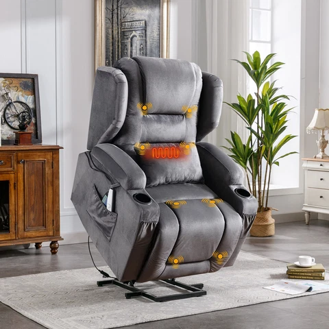 Electric Power Lift Recliner Chair Elderly Heat Vibration Massage Recliners Sofa Cover