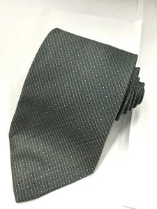Authentic DONNA KARAN NEW YORK Striped Dot Design On Gray 100% Silk Necktie Tie - Picture 1 of 12