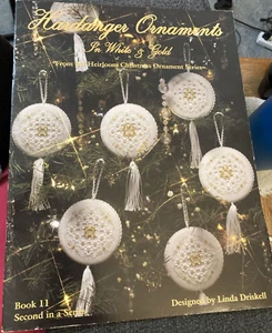 Vtg Rare Hardanger Ornaments in White & Gold 1988 Book 11 by Linda Driskell - Picture 1 of 3
