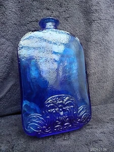 Vidrios De Levante (GOOD COND) 18cm 7" Cobalt Blue Glass Bottle Flask Hand Blown - Picture 1 of 13