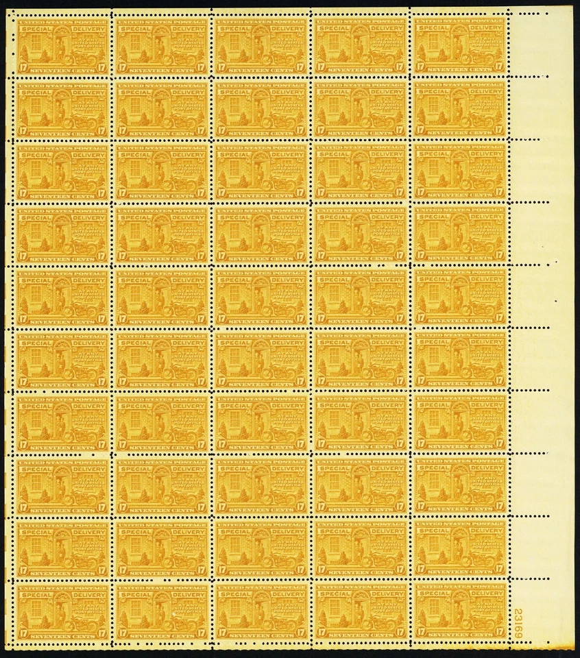 E18, Mint XF NH 17¢ Special Delivery Sheet of 50 Stamps * Stuart Katz - Image 1 of 1