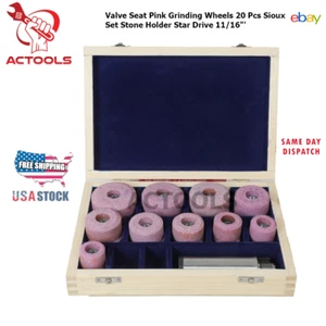 Sioux Valve Seat Pink Grinding Wheels 20 Pcs Stone Holder Star Drive 11/16" USA - Picture 1 of 18