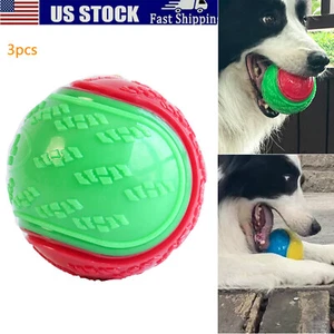 3Pc Dog Teeth Grinding Toy Ball Squeaky Pet Dog Balls Bouncy for Training Chew - Picture 1 of 12