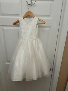 Us Angels Dress Girls Size 6 White  Communion Special Occasion Flower Girl
