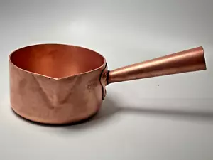 Antique Early 1900s French Solid Copper Hammered Lip Pot Mora et Cie Paris Rare - Picture 1 of 22