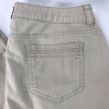 Chico's Ankle Women's Sz 2 Tan Embellished Bling Pockets 5 Mom Jeans EUC