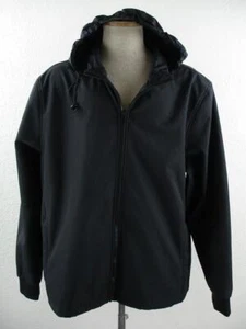 Men's sz XL Cole Haan Soft-Shell Zip-Front Jacket Black Hooded Fleece Lined Coat - Picture 1 of 19