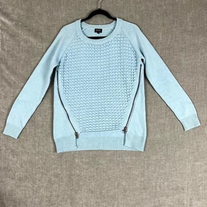 Bardot Womens XS Jumper Blue Cable Knit Crew Neck Long Sleeve Pullover Sweater - Picture 1 of 17