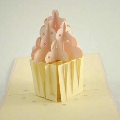 CUPCAKE pop-up greeting card (beautiful & unique gift/decor/art) - Image 1 of 2