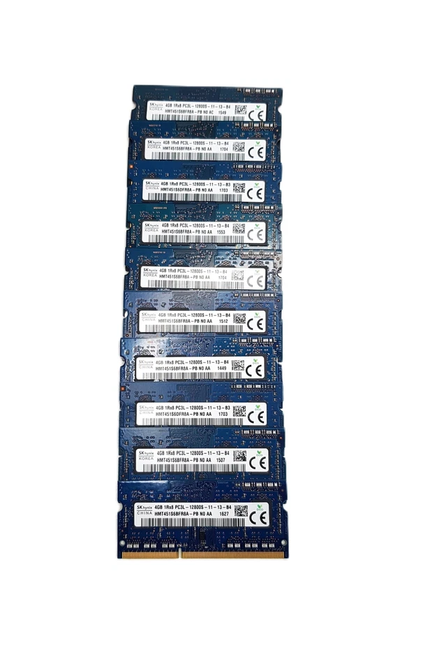 Hynix 4GB DDR3 PC3L-12800S 1600MHz 1Rx8 Laptop Memory HMT451S6BFR8A-PB LOT of 50 - Image 1 of 1