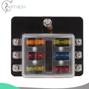 6 vías 12V 24V hoja soporte de fusibles bloque de caja con kit de 12 fusibles gratuitos para automóvil marino - Imagen 1 de 21