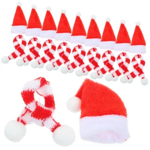 20PC Mini Christmas Scarf Doll Hat Family Decorations Knitted Adornment Santa - Picture 1 of 12