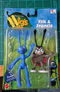 Disney Pixar A Bugs Life Poseable Flik & Fancis Figurines Mattel - Picture 1 of 5