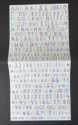 Creative Memories ABC 123 Sticker Neon Pink Green Blue Alphabet Funky Font 2 Set - Image 1 of 4