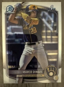 2025 Bowman 1st Chrome Refractor Milwaukee Brewers Marco Dinges 89/499 #BCP183 - Picture 1 of 2