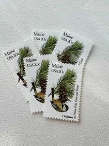 Maine State Bird And Flower Unused Postage Stamps 20 Cents Lot Of 5 Stamps - Picture 1 of 1