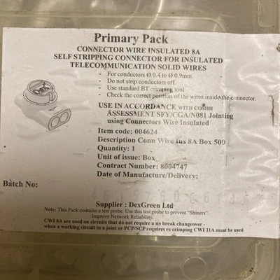 Jelly Crimps connector Wire Insulated 8a Self Stripping Connector Box Of 500 - Image 1 of 4