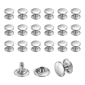 50 Set Rivetti in Pelle, 12mm Rivetti Doppio Tappo Altezza 10mm Borchie Tubolari, Argento - Foto 1 di 6