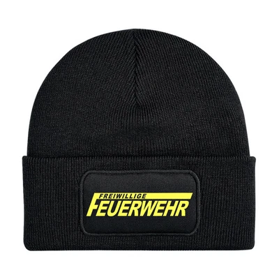 UGLYSHIRT Feuerwehr Mütze | Wintermütze Firefighter | Patch Beanie M3