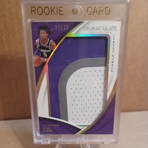 2017-18 Panini Immaculate Jersey Number /75 De'Aaron Fox Rookie Jumbo Patch RC - Picture 1 of 12
