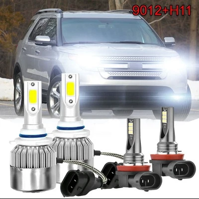 For Ford Explorer 2011-2015 4pc white LED Headlight +Fog Light Bulbs Combo Kit Foto 1 de 4