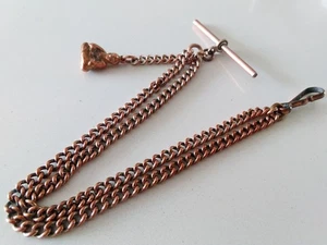 Vintage Albert Watch Chain Buddha Fob Peaky Blinder copper tone / rose gold - Picture 1 of 9