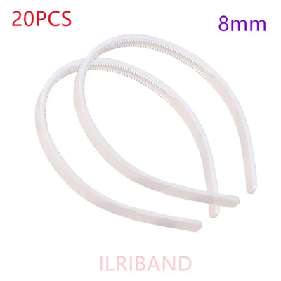 20Pcs/Lot 10MM Wide White Black Plain Plastic Headband Kid Hard Hair Band for Gi - image 1 of 4