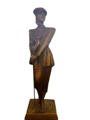 Austin Sculpture 1990 BIRDIE Female Golfer 16 inch Bronze Statue - Image 1 of 3