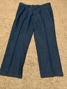 NWT Haggar Work To Weekend Classic Fit Comfort Waist Denim Pants Pleated 42x32 - Picture 1 of 8