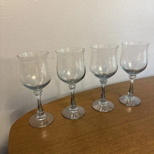 Amerikanisches Stielglas Kristall Princeton Blau Saphir Weingläser Kelche 4er Set - Bild 1 von 6