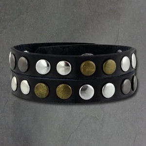 SilverDream Bracciale in pelle con borchie effetto avvolgente nero braccialetto in pelle da donna LAP088S - Foto 1 di 8